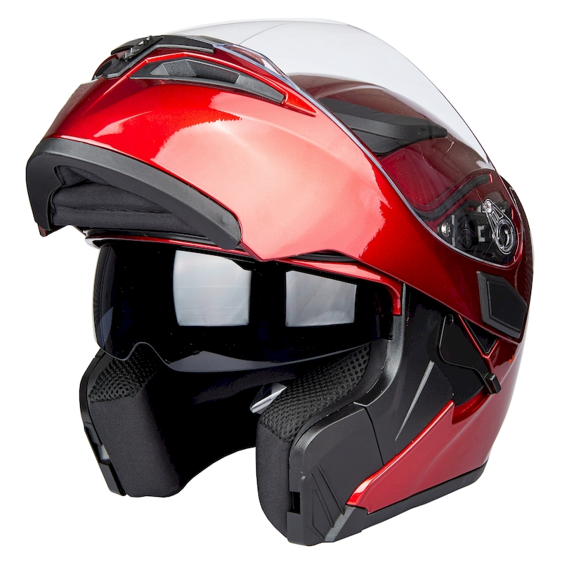 red motorcycle helmets